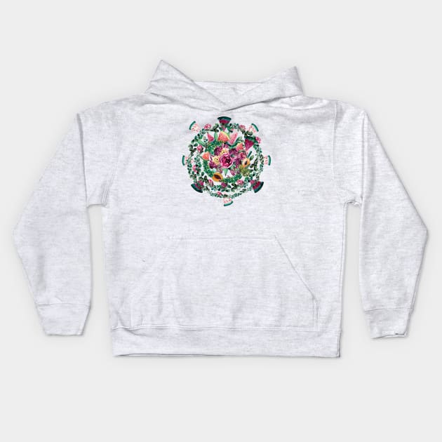 Fruit mandala art Kids Hoodie by IngaDesign